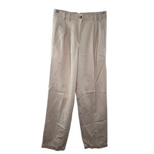 VTG Liz Claiborne Beige Kylie Pants Denim High-Rise Pleated Cuffed Zip Fly Sz 8